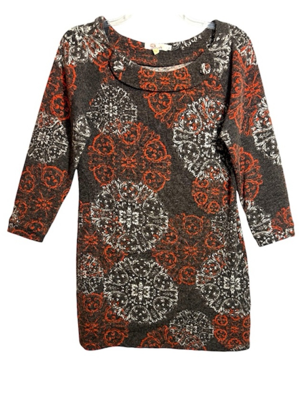 Aryeh Sweater Tunic Dress Medallion Print Boho Whimsygoth Large L